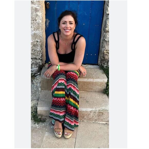 Alice + Olivia Athena Multi-Stripe Geo Wide-Leg Pants Size 10 - Picture 5 of 16